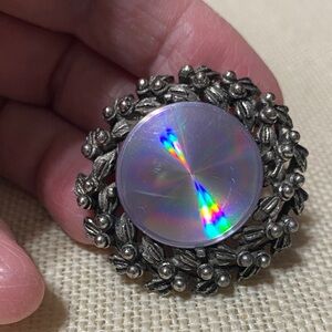 Vintage Jewelarama brooch Silver rainbow disc Brooch